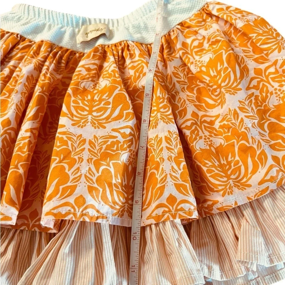 Persnickety Pink and Orange Cotton Ruffled Twirly Skirt Girls Size 6
